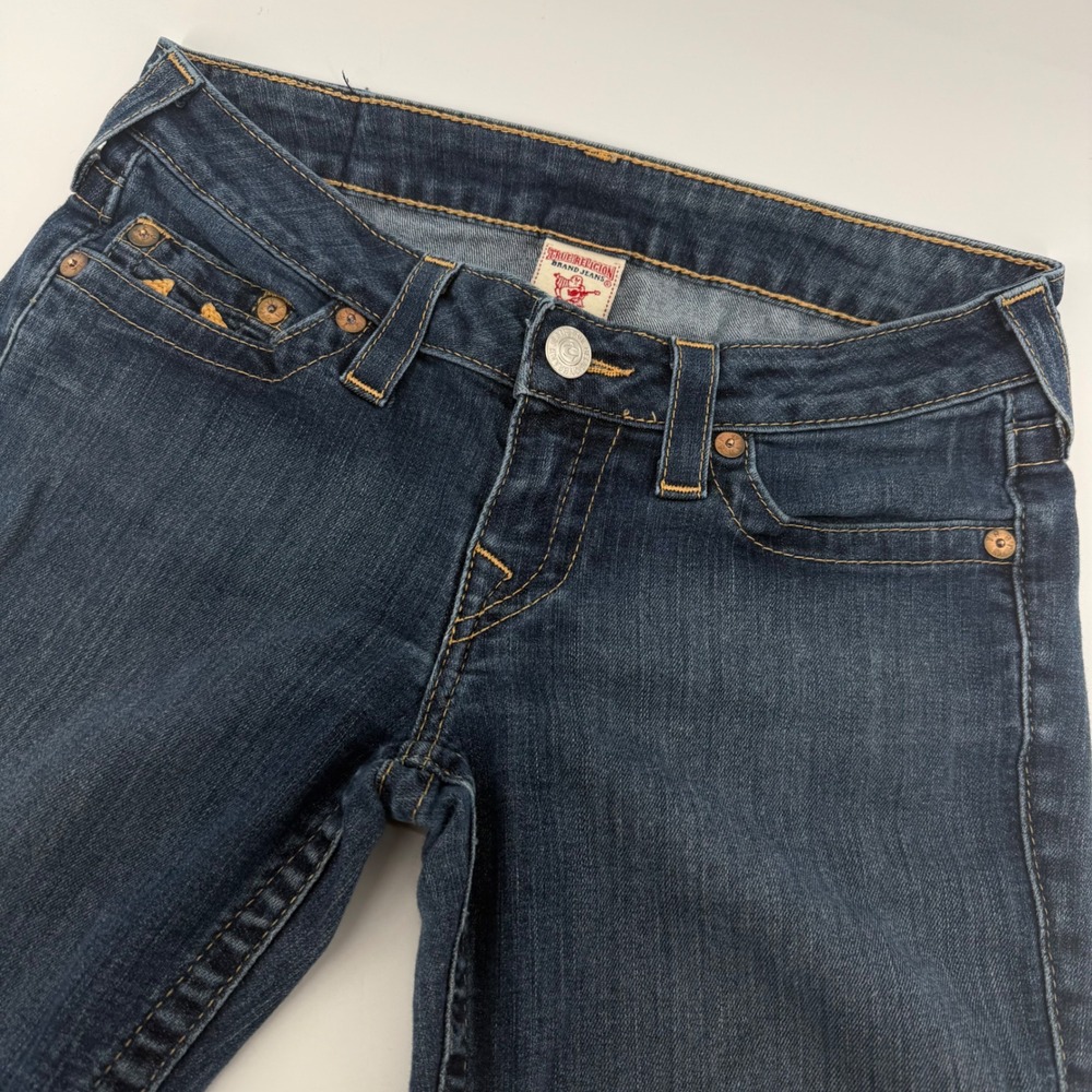 True Religion Skinny Jeans Women 28 Blue Dark Wash Low Rise Horseshoe USA Made